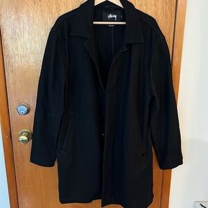 Stüssy black wool coat